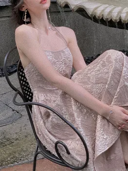 Елегантни рокли за жени, ежедневни градинска дрехи без ръкави, винтажное рокля Slim Fit, однотонное рокля Midi 2023, ново пролетно-лятна рокля
