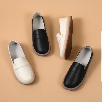 Есента Корейската версия на 2023 г., Нов обувки Lefu, ежедневни дамски обувки, двама Носят на мама, обувки, Мързелив Мъж, Един започва работната обувки за междуградски пътувания
