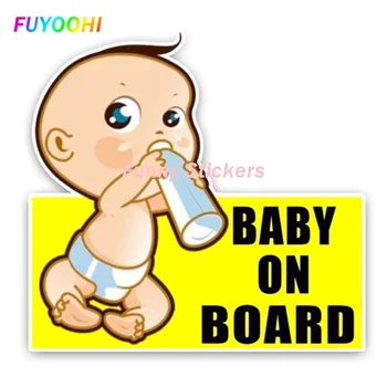 Етикети FUYOOHI Play Предупредителен знак, Скъпа цветен стикер на кола, на малко ДЕТЕ НА БОРДА на suv, красива декорация, Cartoony фигура външността на детето