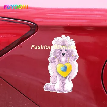 Етикети FUYOOHI Play стикер за автомобил със сладък пудел, модерни графични орнаменти, автоаксесоари от PVC, персонализирани етикети