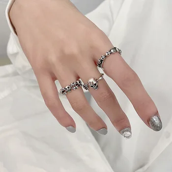 За да създадете пръстен в стил пънк Ретро с виртуален скелет и череп, за мъже и жени, Модерен пръстен за партита в стил хип-хоп, Аксесоари, Творчески Украса в готически стил, подарък