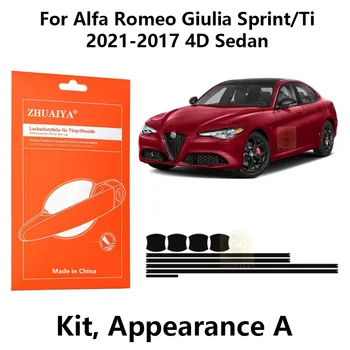 Защитно Фолио За Врата Ръбовете ZHUAIYA Защитно Фолио За Врати Дръжки TPU PPF За Alfa Romeo Giulia Sprint/Ti 2021-2017 4D Седан