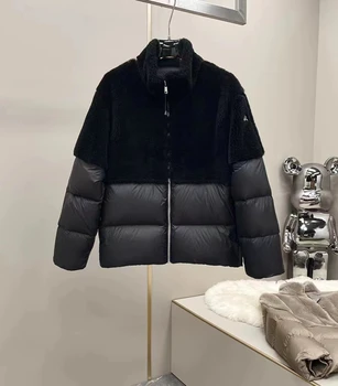 Зимно мъжко палто 2023 г., хит на продажбите, висококачествен, бутиков вълнен материал, топло и висок клас пуховик, модно палто пуховое
