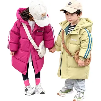 Зимно палто за момичета, ватирани якета с дължина до коляното, от 2 до 10 години, 2023, Зимни парк За момчета, Дебела Топла Горна дреха, Детски Модни Якета