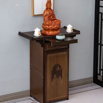 Икономичен домашен масичка за отрасъла от масивно дърво, маса за бога, една проста платформа на Буда, Бог на богатството, предлагащ Тайван