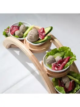 Индивидуална творческа прибори hot pot в китайски стил, персонализирано сводест мост, една табела в стил стълби от масивна дървесина, ястие за приготвяне на суши