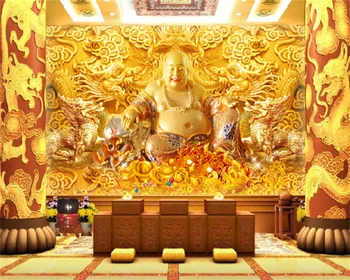 Индивидуални тапети, такива като Буда лакове с позлатени релефни, ТЕЛЕВИЗИЯ-на фона на стенни картини, декоративна живопис papel de parede behang