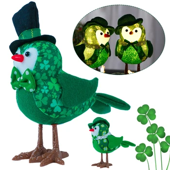 Интериор под формата на животни за Деня на Св. Патрик със светлина, коледни птици, творчески украшение под формата на анимационни птици, подарък за Ирландски Ден за деца