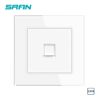 Интернет-изход SRAN eu тип CAT6, панел от закалено стъкло 82 * 82 мм, интерфейс конектор rj45 с желязна плоча