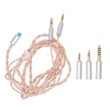 Кабел за обновяване на слушалки Двойна 3,5 мм 2-Жилен кабел Усукана звук Без загуба на Подмяна на кабел за слушалки 3 в 1 за T5P за Z7M2 за Ananda