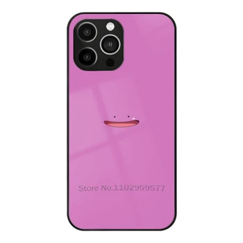 Калъф от Закалено Стъкло Ditto Лице За Iphone 14 13 12 11 Pro Max X 7 8 Plus 6S 5S Case Ditto Purple Smile Happy Калъф За вашия Телефон