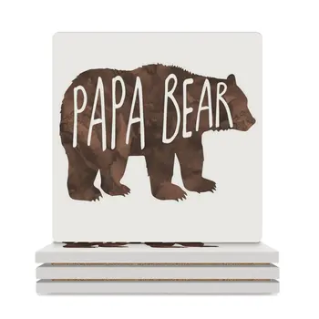 Керамични подложки Papa Bear (квадратни) за кафе, сладки поставка за кухненски подложки за чаши