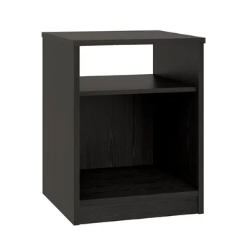 Класическа нощно шкафче с открити рафтове, нощни шкафчета от този черен дъб за спални
