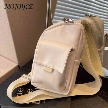 Кожена нагрудная чанта Модерна чанта за мобилен телефон Ежедневни преносима однотонная поясная чанта от изкуствена кожа с регулируема каишка, чанта за пътуване
