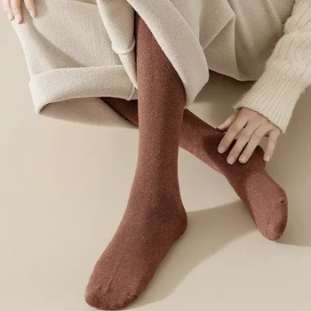 Колеж Ежедневни Дамски Дълги Топли Обикновена Чорапи Участък Двойки/много Високи Чорапи Стил на Зимните Прости 5 Чорапи, Дебела Засаждане На Коляното Тънък