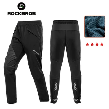 Колоездене панталони ROCKBROS в червената точка, зимни Дълги панталони, термо-флисовые Светлоотразителни колоездене, панталони, топли ветроупорен спортни панталони, размер EUR