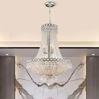 Кристален полилей модерен окачен лампа, луксозен интериор за банкетного зала, Полилей за всекидневната, лампата за вътрешно осветление
