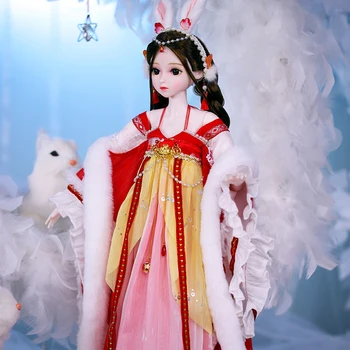 Кукла Мечта Фея 1/3 BJD 62 см в китайски стил, момиче-зайче с възлест тялото на SD MSD, с дрехи, обувки, грим за момичета