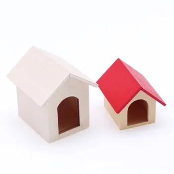 Куклена къща 1: 12, мини-дървена развъдник за кучета Миниатюрна сцена, модел мебели BJD, украса за куклено аксесоари, декорации