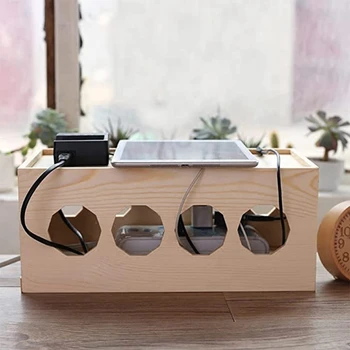 Кутия-органайзер за кабели в дървена стил, организатор за кабели, дом и офис кабелен органайзер за телевизия, компютърни кутии и захранващия кабел