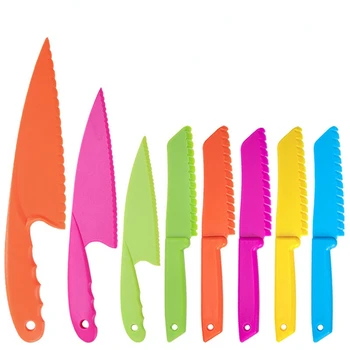 Кухненски пилообразный нож за приготвяне на храна, Детски готвач, Пластмасови ножове за приготвяне на храна за малки деца, за нарязване на плодове, зеленчуци, кухненски ножове