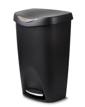 Кухненско кофа за боклук с пластмасова трамплин и мек затварящ се капак обем 13 литра, черно