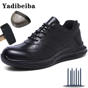 Лека Работна Обувки За Мъже, Защитни Обувки От Изкуствена Кожа, Защитни Обувки Със Стоманени Пръсти, Мъжки Обувки, Устойчиви На Пробиване, Строителна Обувки 0