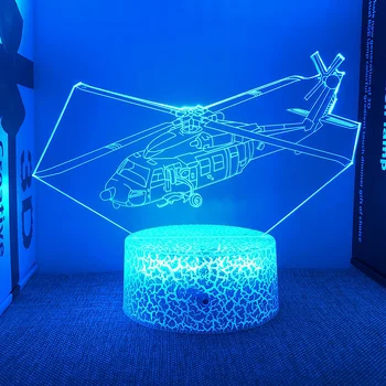 Лека нощ за хеликоптер Elite Force Black Hawk, Индивидуален Самолет, Акрилна 3D Led лампа, Интериор за спални, Подарък за деца