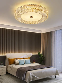 Луксозен Led тавана лампа от кристал за спални, хол, домашен кабинет, покриви, съвременната мода кръгла таванна полилей, осветление