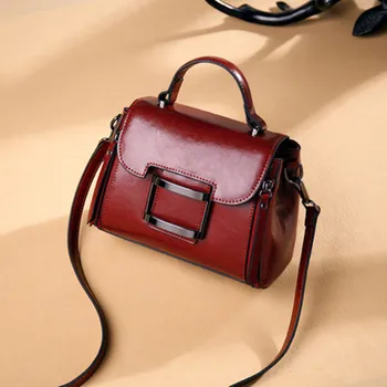 Луксозна дизайнерска чанта от естествена кожа, малка реколта чанта през рамо дамски чанти-месинджър от масло-восък на кожата, женствена чанта за ръце