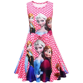 Лятна рокля за момиченца Дисни Todder с принтом Замразени Елза, празнична рокля за момичета, сарафан, Детски бутикови дрехи 2-9 години