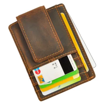 Магнитен мъжки Мини куфар, портфейл за карти, Тънък Оригинален Джобен Дизайн на чантата Credit Fashion Front За мъже, скоба за чантата си, кожата си за пари 1015