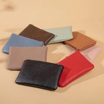 Малък портфейл, мини портмоне за малките неща, чантата е от изкуствена кожа с шарени личи, чанта за съхранение на визитки, ключове, мини-портфейл, дамска чанта