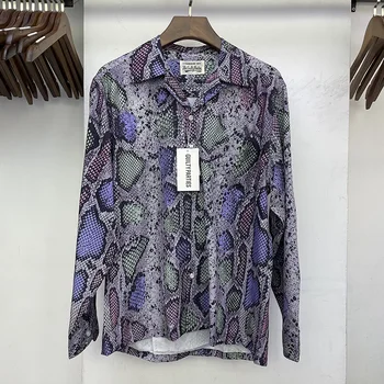 Марка Wacko Maria, Мъжки ризи в контрастен цвят, с змеиным принтом, Градинска мода в стил харадзюку, 