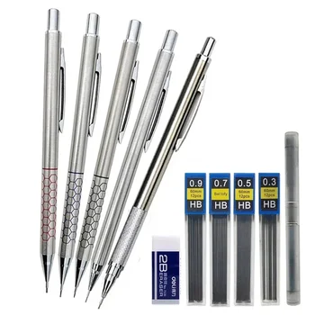 Метални 0,7 Студентски художествени моливи 0,5 Дизайн молив за писане Неръждаема Автоматична 5 бр./компл. Стомана 0,9 мм Ръчна 0,3 Фигура