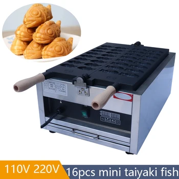 Микрокомпьютерное Управление на 16ШТ Отопление на Малка Мини Машина За приготвяне на риба Taiyaki Mini Fish Pan Machine Мини Машина За готвене на Вафли под формата На Риба
