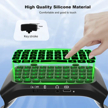 Мини Клавиатура Chatpad 500 mah Външна Клавиатура, Съвместима с Bluetooth, Зелена Подсветка, Вграден Високоговорител за Определяне на Геймпада PS5 Elite 0