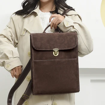 Модерен женски раница, ретро кожена раница за момичета, училищна чанта с голям капацитет, женствена чанта през рамо, раница Mochila 0