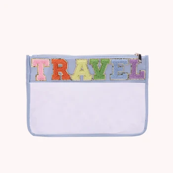 Модерен клатч с надпис Прозрачна косметичка джоб от PVC Прозрачен косметичка