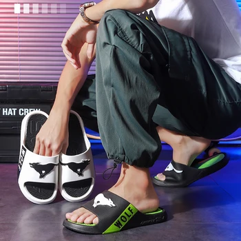 Модерен мъжки ежедневни спортни чехли с изображение на вълк, улични дишащи сандали с отворени пръсти, лятна устойчива на плъзгане обувки
