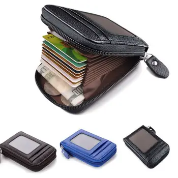Модерен мъжки портфейл, държач за кредитни карти, RFID заключване, тънък джоб с цип, мъжки чанти-портфейли за визитни картички