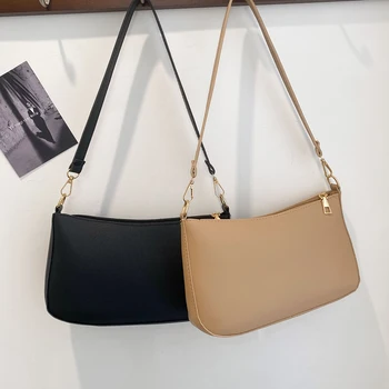Модерна дамска чанта за през рамото от изкуствена кожа, ежедневни однотонная малка чанта, чанти, ежедневни дамски чанта за пазаруване с горната дръжка