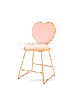 Модерна минималистичная облегалка за спални, стол за грим за принцеса с нийл-артом, превръзка на окото, столче във формата на червено сърце за момичета