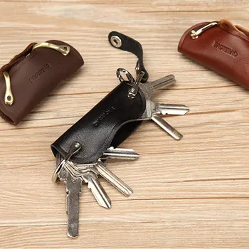 -Модерни-Изцяло Нов портфейл за смарт ключове от естествена кожа, ключодържател САМ, pocket кола за ключове, органайзер за ключове, държач за ключове