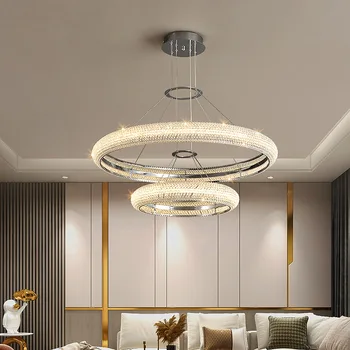 Модерни и луксозни led кристални полилеи, висящи тела за хол, трапезария, интериор на кухня, коридор, окачена лампа Блясък