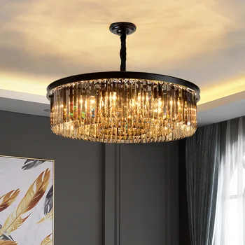 Модерни и луксозни Кристални висящи лампи Златно, черно Стъкло E14 за трапезария, хол, на централната маса, Полилеи за спални, Полилеи за осветителни тела