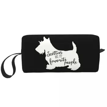 Модни Скоти - любимите ми хора, пътна чанта за тоалетни принадлежности за кучета от породата Шотландски териер, косметичка за грим, косметичка за съхранение на козметика.