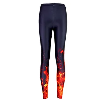 Модни Топли Дамски Панталони Galaxy 3D Fire Design С Принтом, Дамски Дрехи, Стегнати Черни Гамаши За Лятото GL1624