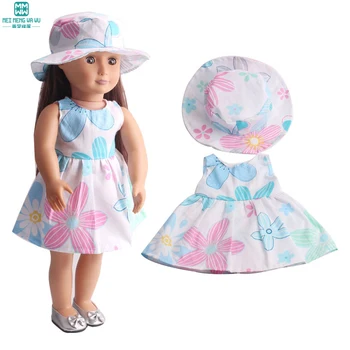 Модно рокля + шапка, дрехи за кукли, подходяща за кукли-американците ръст 45 см и аксесоари за кукли-бебета