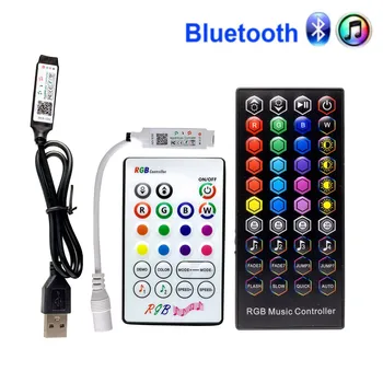Музикален контролер Bluetooth с IR дистанционно 23 и 40 клавиш за led лента 5, 12, микрофон, интелигентните приложения, музика, USB RGB контролер